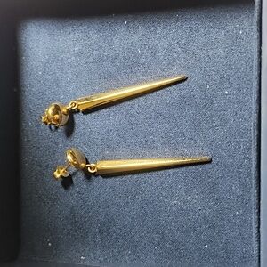 14kt gold earrings，T bar stlye